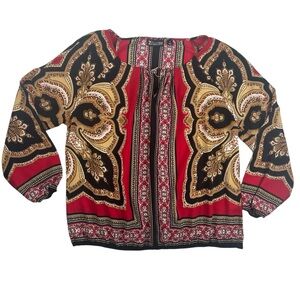 New York And Company 7th Avenue Design Studio Women Printed Blouse XL Black/Red